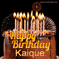 Chocolate Happy Birthday Cake for Kaique (GIF)