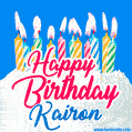 Happy Birthday GIF for Kairon with Birthday Cake and Lit Candles