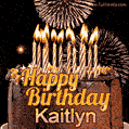 Chocolate Happy Birthday Cake for Kaitlyn (GIF)