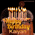 Chocolate Happy Birthday Cake for Kaiyan (GIF)