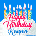 Happy Birthday GIF for Kaiyon with Birthday Cake and Lit Candles
