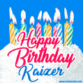 Happy Birthday GIF for Kaizer with Birthday Cake and Lit Candles