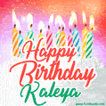Happy Birthday GIF for Kaleya with Birthday Cake and Lit Candles