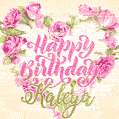 Pink rose heart shaped bouquet - Happy Birthday Card for Kaleya