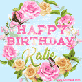 Beautiful Birthday Flowers Card for Kalie with Animated Butterflies