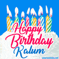 Happy Birthday GIF for Kalum with Birthday Cake and Lit Candles