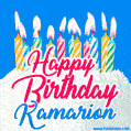 Happy Birthday GIF for Kamarion with Birthday Cake and Lit Candles