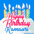 Happy Birthday GIF for Kamauri with Birthday Cake and Lit Candles