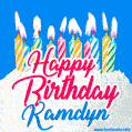 Happy Birthday GIF for Kamdyn with Birthday Cake and Lit Candles