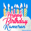 Happy Birthday GIF for Kameron with Birthday Cake and Lit Candles