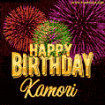 Wishing You A Happy Birthday, Kamori! Best fireworks GIF animated greeting card.