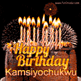 Chocolate Happy Birthday Cake for Kamsiyochukwu (GIF)
