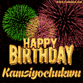 Wishing You A Happy Birthday, Kamsiyochukwu! Best fireworks GIF animated greeting card.