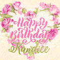 Pink rose heart shaped bouquet - Happy Birthday Card for Kandice