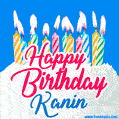 Happy Birthday GIF for Kanin with Birthday Cake and Lit Candles