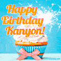 Happy Birthday, Kanyon! Elegant cupcake with a sparkler.