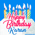 Happy Birthday GIF for Karan with Birthday Cake and Lit Candles