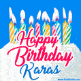 Happy Birthday GIF for Karas with Birthday Cake and Lit Candles