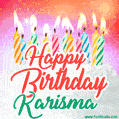 Happy Birthday GIF for Karisma with Birthday Cake and Lit Candles