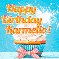 Happy Birthday, Karmello! Elegant cupcake with a sparkler.