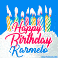 Happy Birthday GIF for Karmelo with Birthday Cake and Lit Candles
