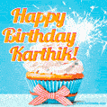 Happy Birthday, Karthik! Elegant cupcake with a sparkler.