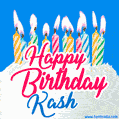 Happy Birthday GIF for Kash with Birthday Cake and Lit Candles