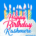 Happy Birthday GIF for Kashmere with Birthday Cake and Lit Candles