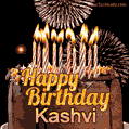 Chocolate Happy Birthday Cake for Kashvi (GIF)