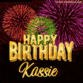 Wishing You A Happy Birthday, Kassie! Best fireworks GIF animated greeting card.