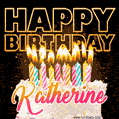 Katherine - Animated Happy Birthday Cake GIF Image for WhatsApp