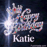 Sparkling diamonds and colorful gemstones encrusted in cursive cursive letters with a luxury silver tiara, made for Katie.