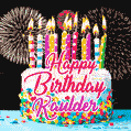 Amazing Animated GIF Image for Kaulder with Birthday Cake and Fireworks