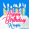 Happy Birthday GIF for Kaya with Birthday Cake and Lit Candles