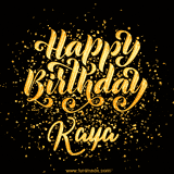 Animated GIF with colorful, festive 'Happy Birthday Kaya' text decorated with patterns, a party hat, and falling confetti. A vibrant and cheerful design for birthday celebrations.