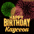 Wishing You A Happy Birthday, Kayceon! Best fireworks GIF animated greeting card.