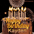 Chocolate Happy Birthday Cake for Kayden (GIF)