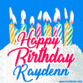 Happy Birthday GIF for Kaydenn with Birthday Cake and Lit Candles