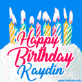 Happy Birthday GIF for Kaydin with Birthday Cake and Lit Candles