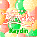 Happy Birthday Image for Kaydin. Colorful Birthday Balloons GIF Animation.
