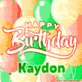 Happy Birthday Image for Kaydon. Colorful Birthday Balloons GIF Animation.