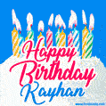 Happy Birthday GIF for Kayhan with Birthday Cake and Lit Candles