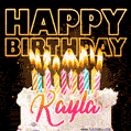 Kayla - Animated Happy Birthday Cake GIF Image for WhatsApp