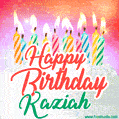 Happy Birthday GIF for Kaziah with Birthday Cake and Lit Candles
