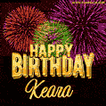 Wishing You A Happy Birthday, Keara! Best fireworks GIF animated greeting card.