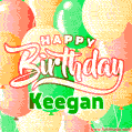 Happy Birthday Image for Keegan. Colorful Birthday Balloons GIF Animation.