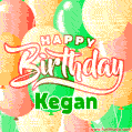 Happy Birthday Image for Kegan. Colorful Birthday Balloons GIF Animation.