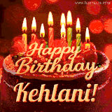 Beautifully decorated red velvet berry birthday cake with vibrant fruits and a glowing 'Kehlani' name, adding a touch of sweetness and sparkle.