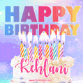 Animated Happy Birthday Cake with Name Kehlani and Burning Candles
