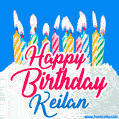 Happy Birthday GIF for Keilan with Birthday Cake and Lit Candles